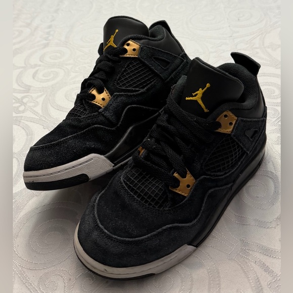 Nike Air Jordan 4 Retro Preschool Royalty Black Gold Sneakers Kid Size 13C - Picture 10 of 13